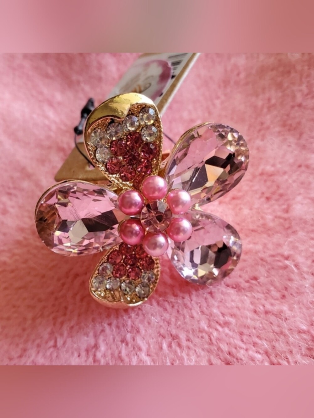 Rhinestone Flower Stretch Ring